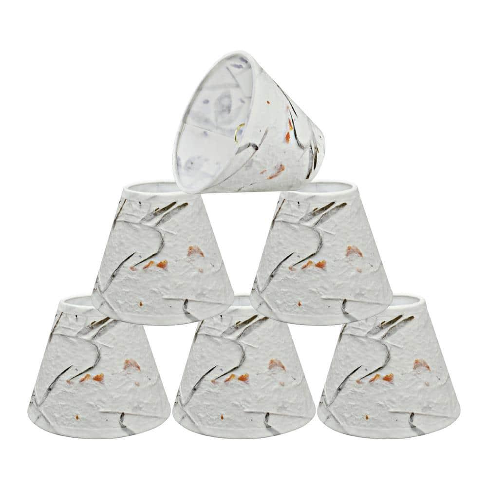 Aspen Creative 32115-6 Small Hardback Empire Shape Chandelier Clip-On Lamp Shade Set (6 Pack), Transitional Design in Off White, 6" bottom width (3" x 6" x 5")