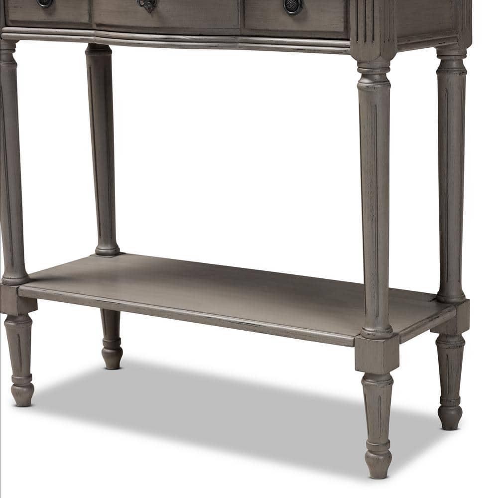 Baxton Studio Noelle Contemporary Wood 3-Drawer Console Table in Gray