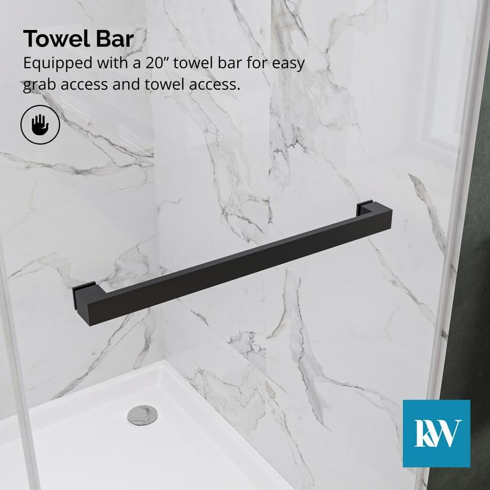 KOBIWORKS Kw03 60 In. W X 76 In. H Single Sliding Frameless Shower Door With 3/8 In. Clear Glass KW036076BL