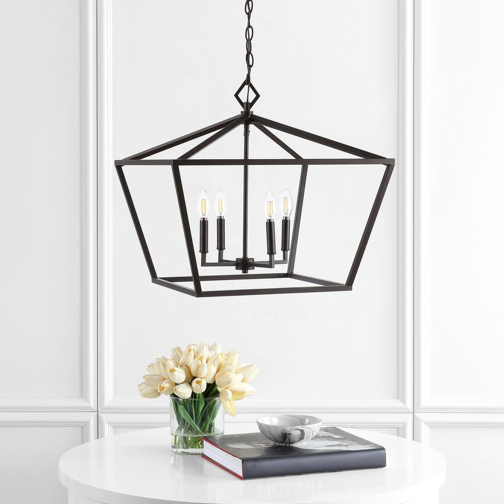 Gatsby 23" 4-Light Adjustable Iron Rustic Glam LED Pendant, Oil Rubbed Bronze
