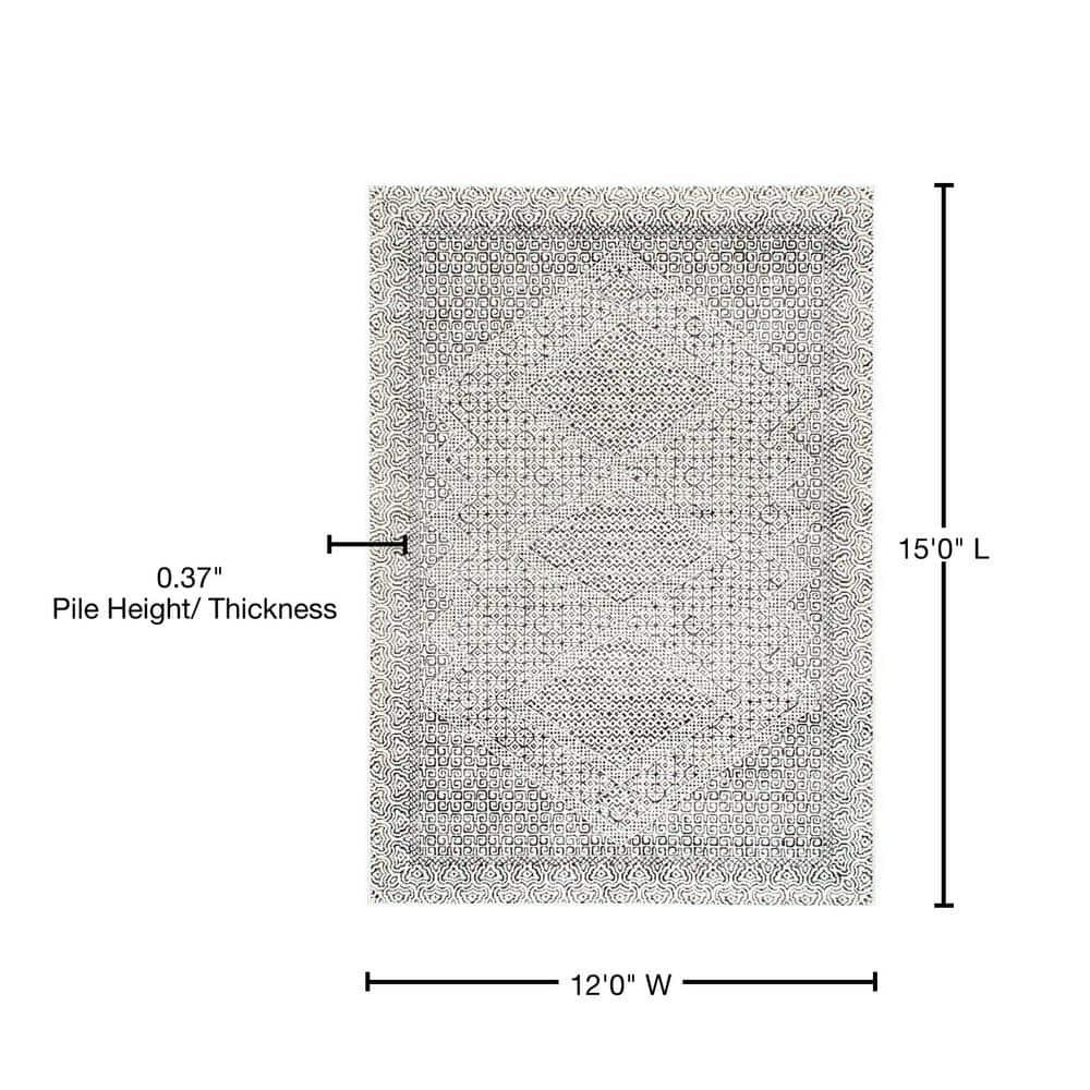 Nuloom Exie Medallion 12x15 Indoor Area Rug for Living Room Bedroom Dining Room Kitchen, Grey/Ivory
