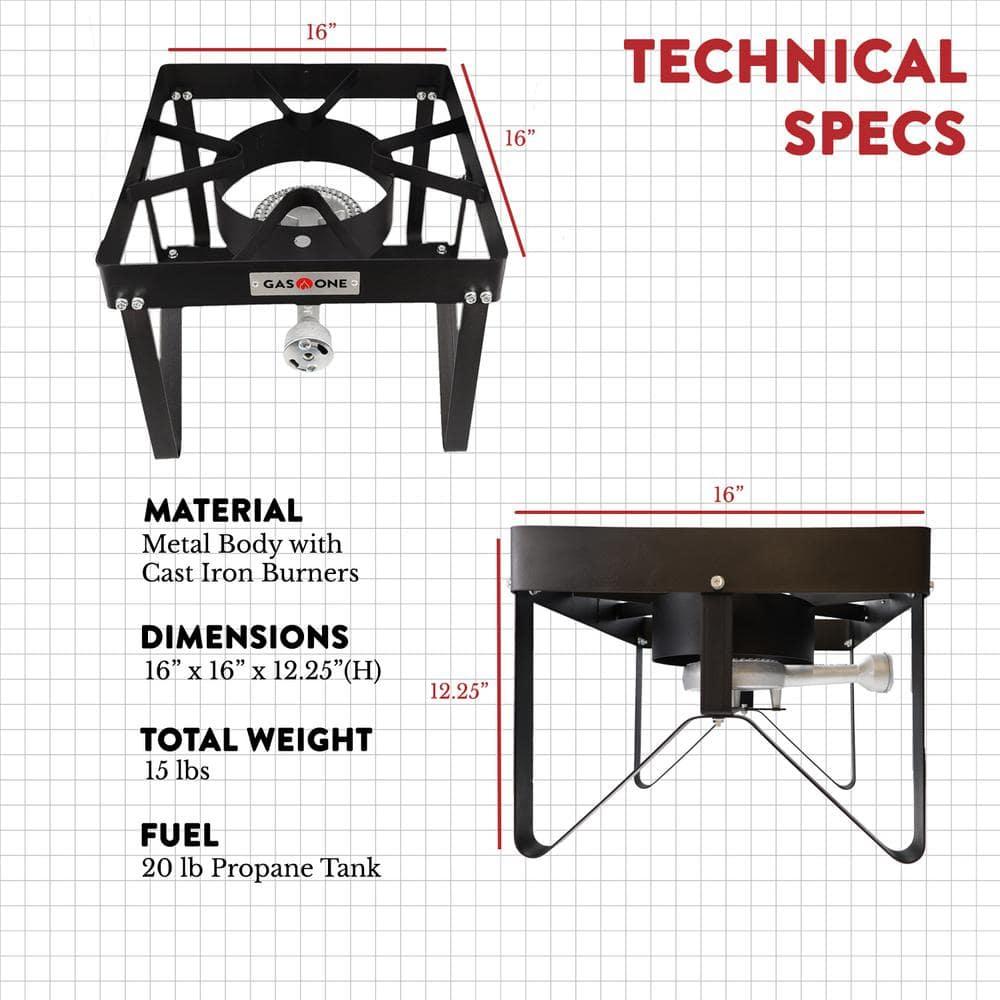GasOne Propane Gas Outdoor Stove with High Pressure Braided Hose
