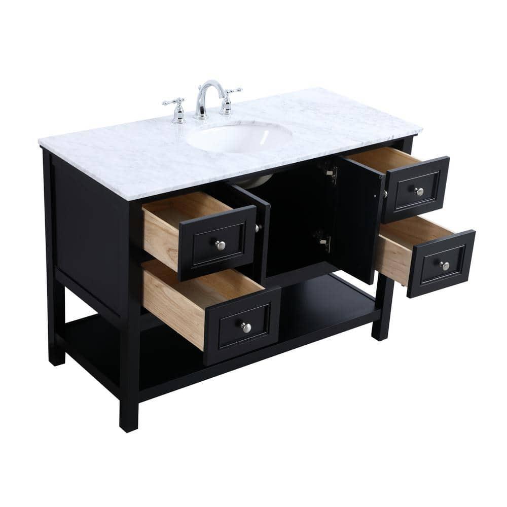 Elegant Decor Metropolis 48" Single Marble Top Bathroom Vanity in Black