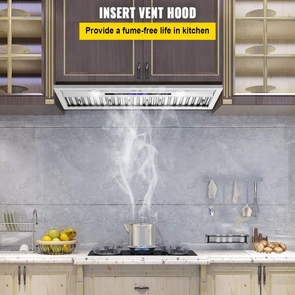 VEVOR 900-CFM 4-Speed 30-inch Ducted Insert Range Hood with Charcoal Filter and Light Included