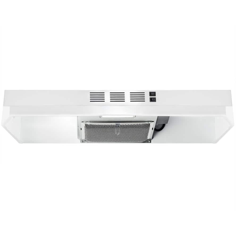 24-in 176 CFM White Under Cabinet Range Hood With Charcoal Filter