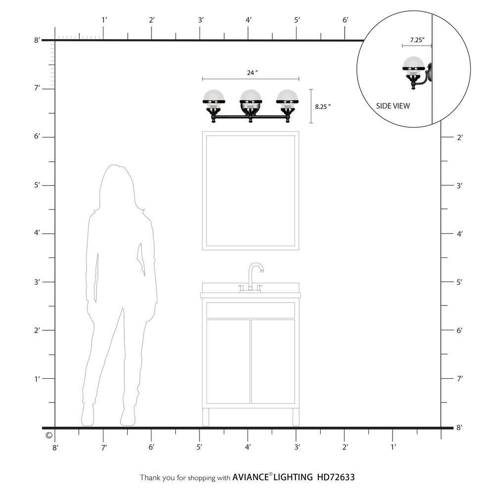 Livex Lighting Oldwick 3 - Light Vanity in  Polished Black Chrome