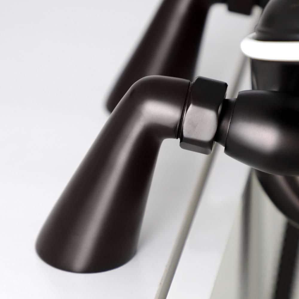 Kingston Brass KS227ORB Kingston Brass Kingston Three-Handle 2-Hole Deck Mount Clawfoot Tub Faucet with Handshower
