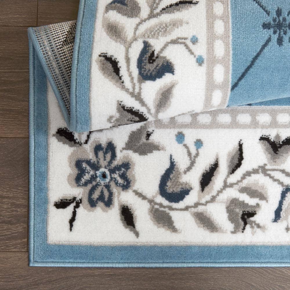 Home Dynamix Premium Aydin Traditional Diamond Floral Runner Area Rug, Blue/Ivory, 1'9"x7'2"