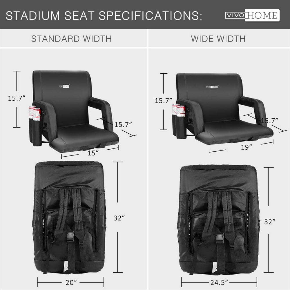 SPECSTAR Foldable Stadium Seat Chair for Bleachers with Padded Back Support and Armrests 2 pack