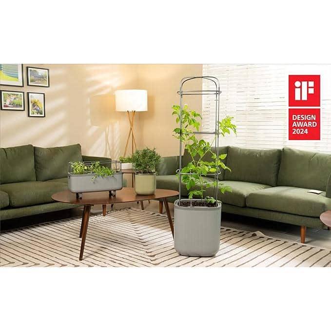 Vego Garden Mini Herb Plastic Outdoor Pot Planter with Trellis