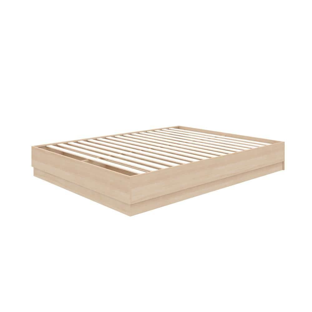 Nexera Milano Queen Size Platform Bed Frame, Natural Blonde Oak