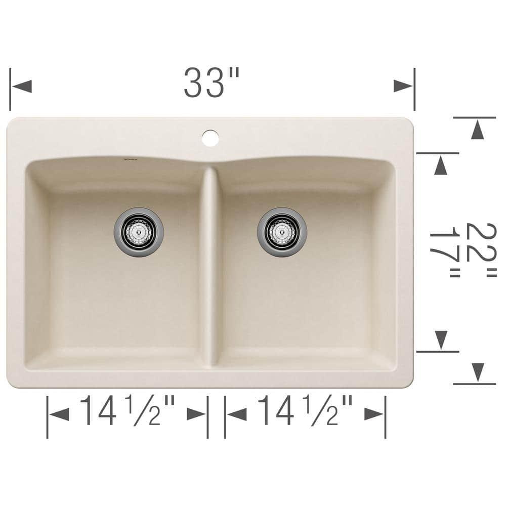 Diamond SILGRANIT 33" L x 22" W Double Bowl Drop-In/Undermount Kitchen Sink