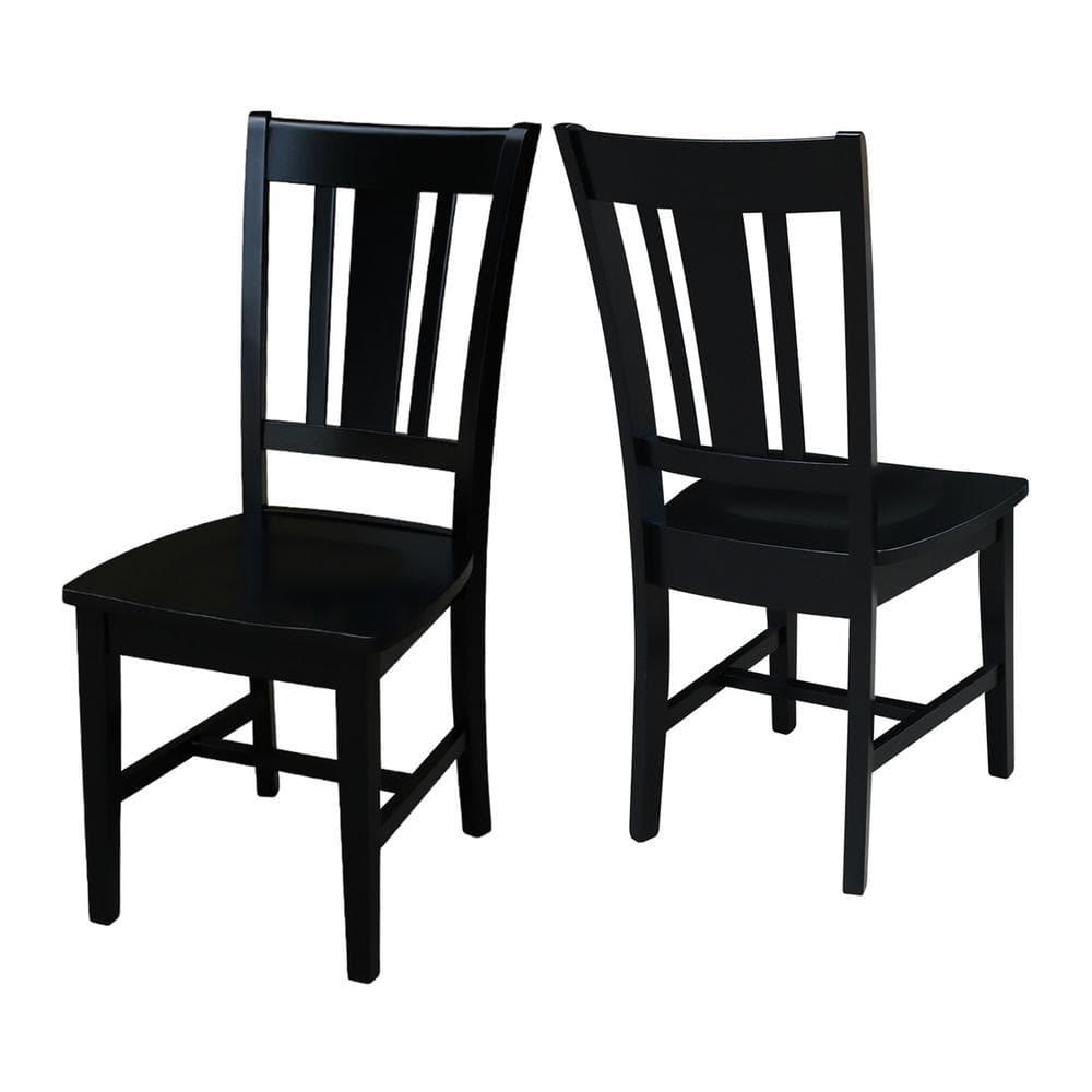 International Concepts Set of 2 San Remo Splatback Chairs Jet Black: Rubberwood Frame, Armless Design