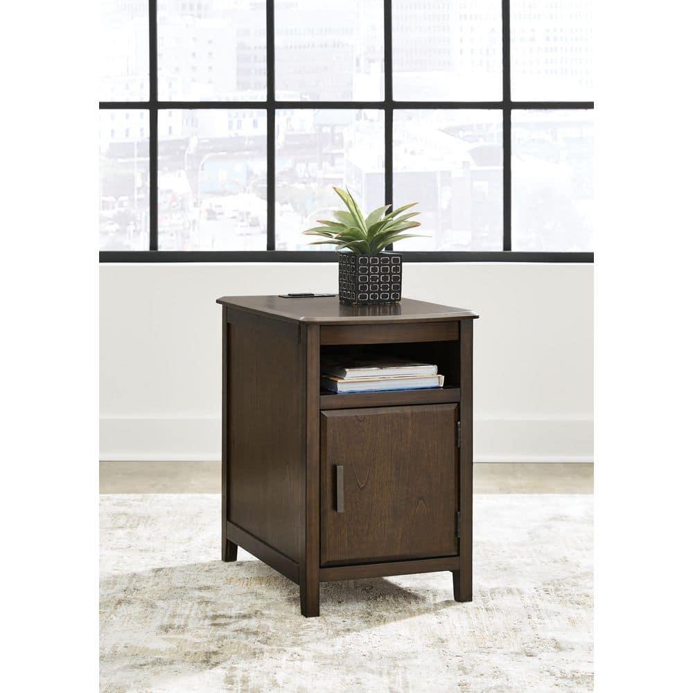 Signature Design by Ashley Casual Devonsted Chairside End Table  Dark Brown