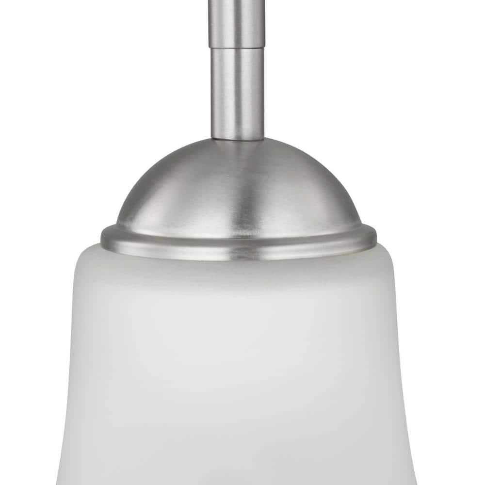 Progress Lighting, Angelic, 1-Light Mini-Pendant, Brushed Nickel, Etched Glass Shade