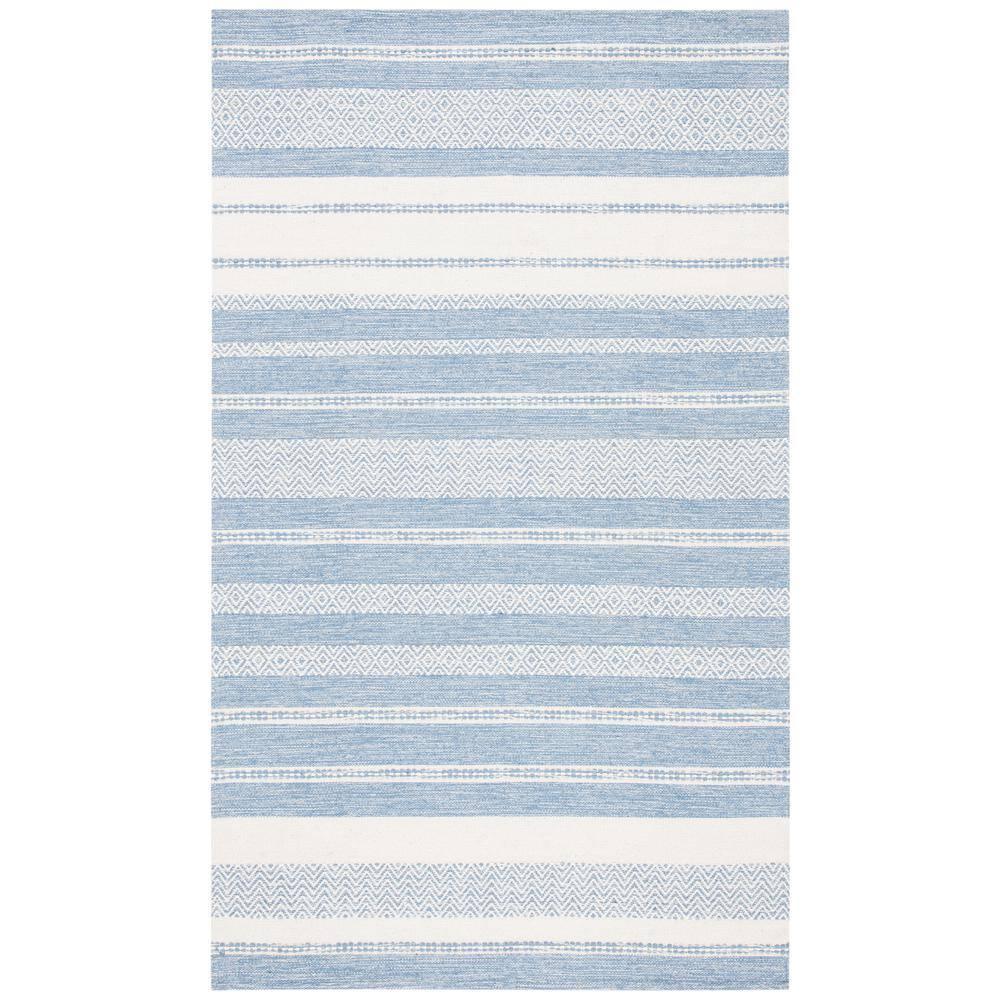 Striped Kilim STK503 Hand Woven Area Rug - Ivory/Blue - 3'x5' - Safavieh.