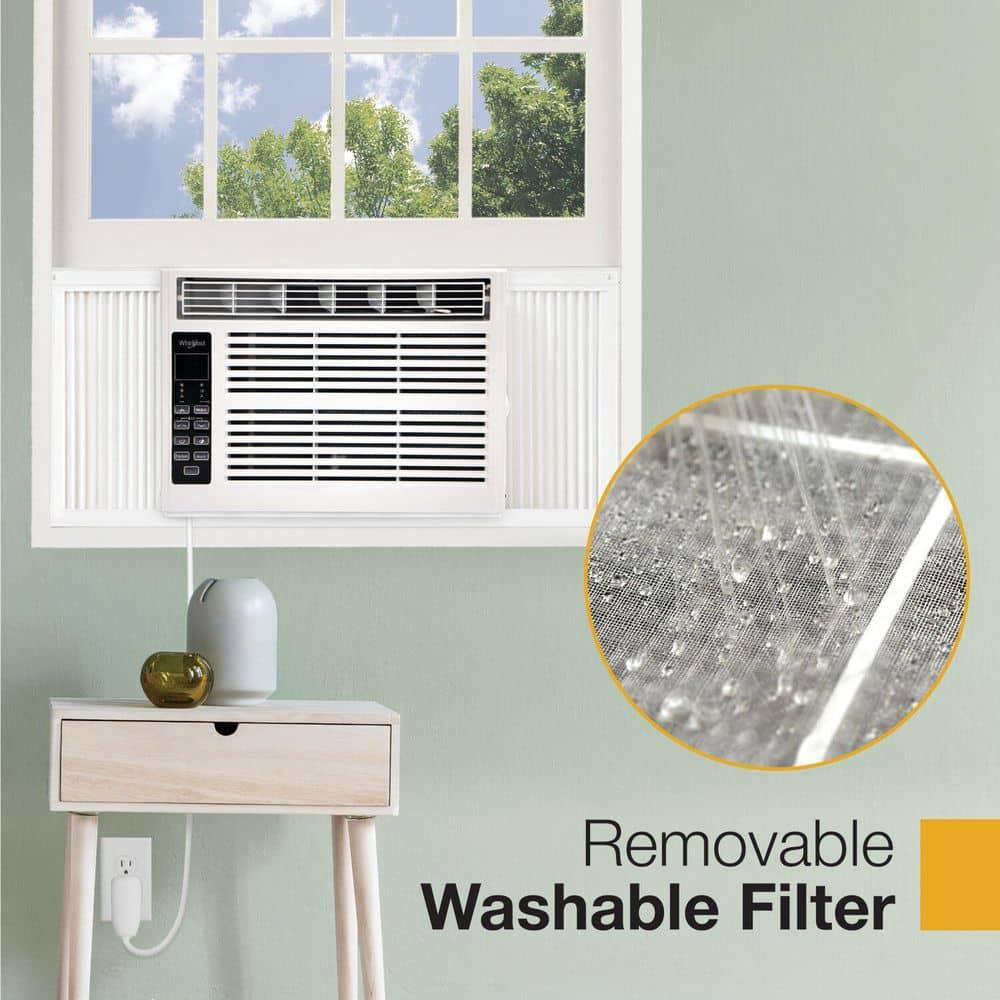 Whirlpool 6000 BTU 115V Window Mounted Air Conditioner and Dehumidifier: 3 Speeds, 8-Way Air Control, 200-500 sq. ft.