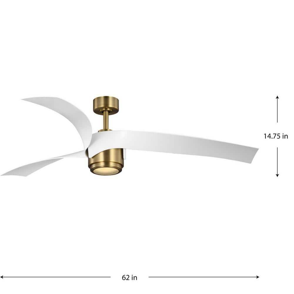 P250112-163-30-Progress Lighting-Insigna - 3 Blade Ceiling Fan with Light Kit In Contemporary Style-14.75 Inches Tall and 62 Inches Wide-Vintage Brass