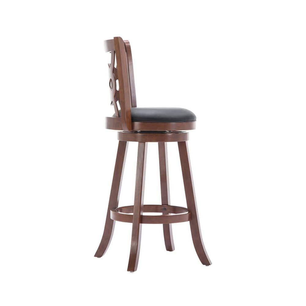Boraam Siena 29in. High Back Swivel Wood Kitchen Bar Stool - Cherry Finish