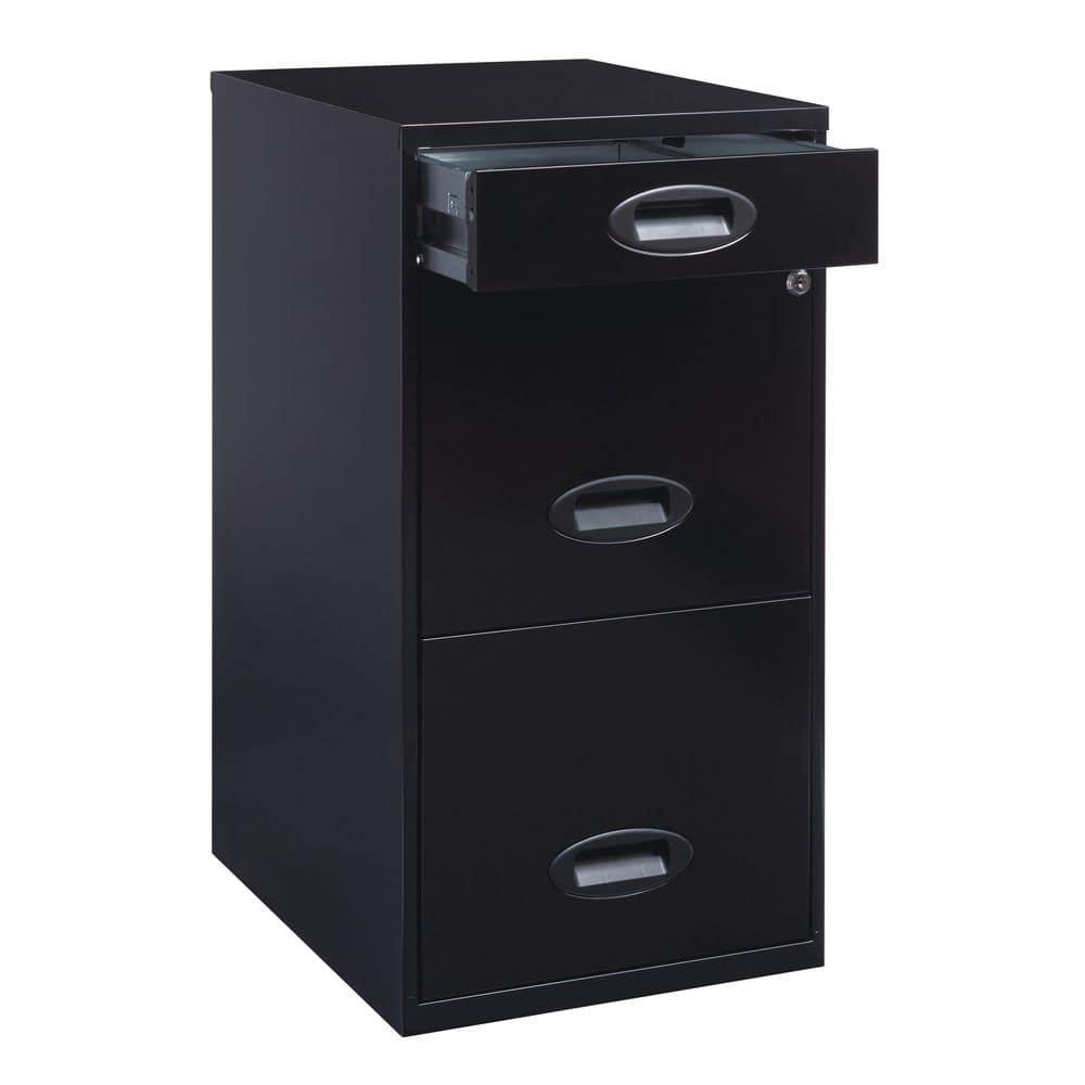 Space Solutions 3 Drawer Letter Width Vertical File Cabinet with Pencil Drawer, Black
