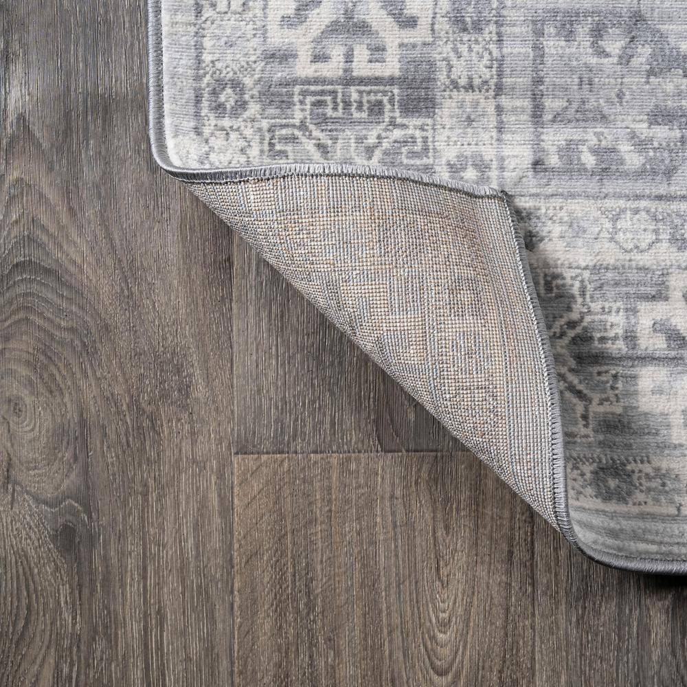 5' Square Modern Persian Vintage Medallion Area Rug, Light Gray - JONATHAN Y