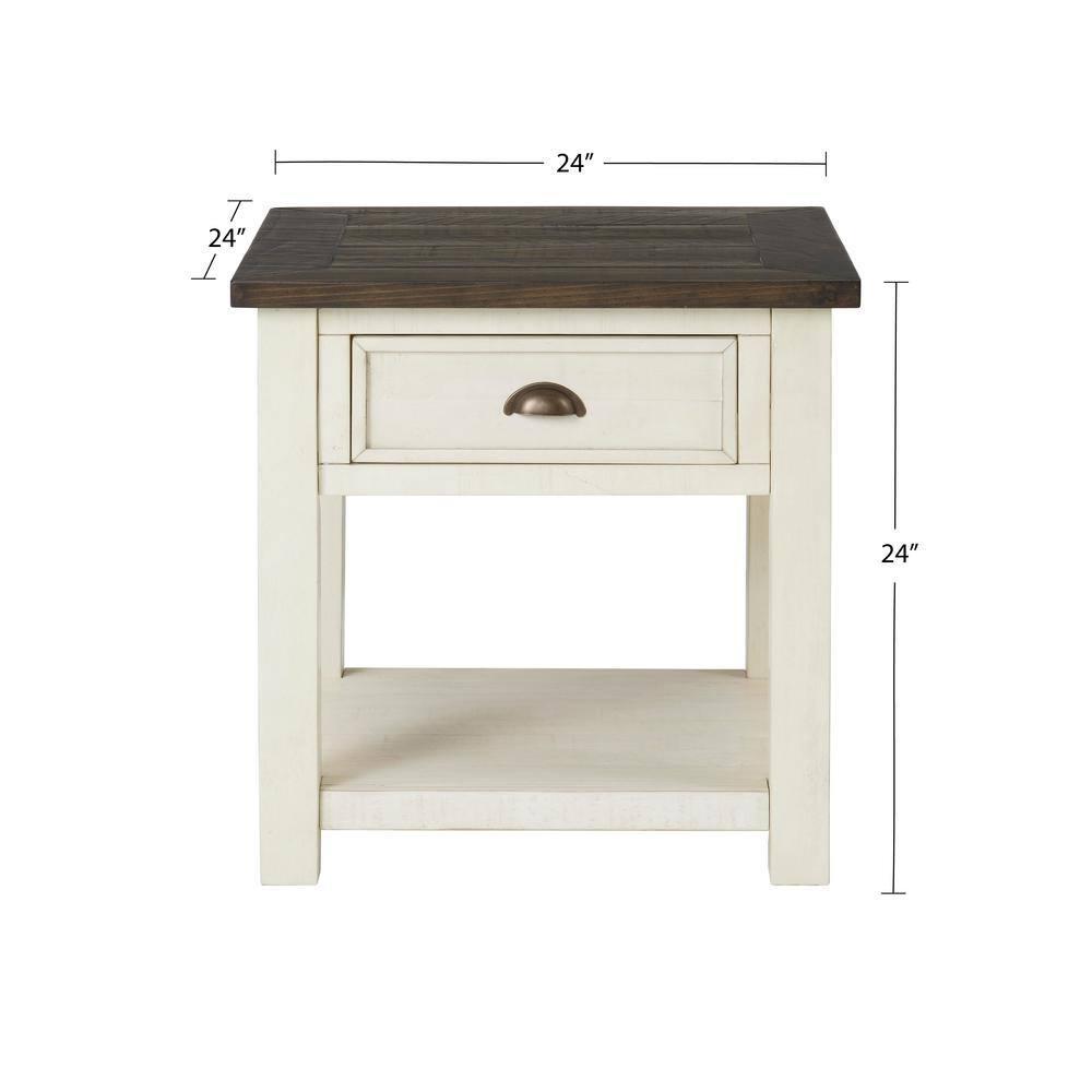 Martin Svensson Home Monterey End Table, Cream White and Brown