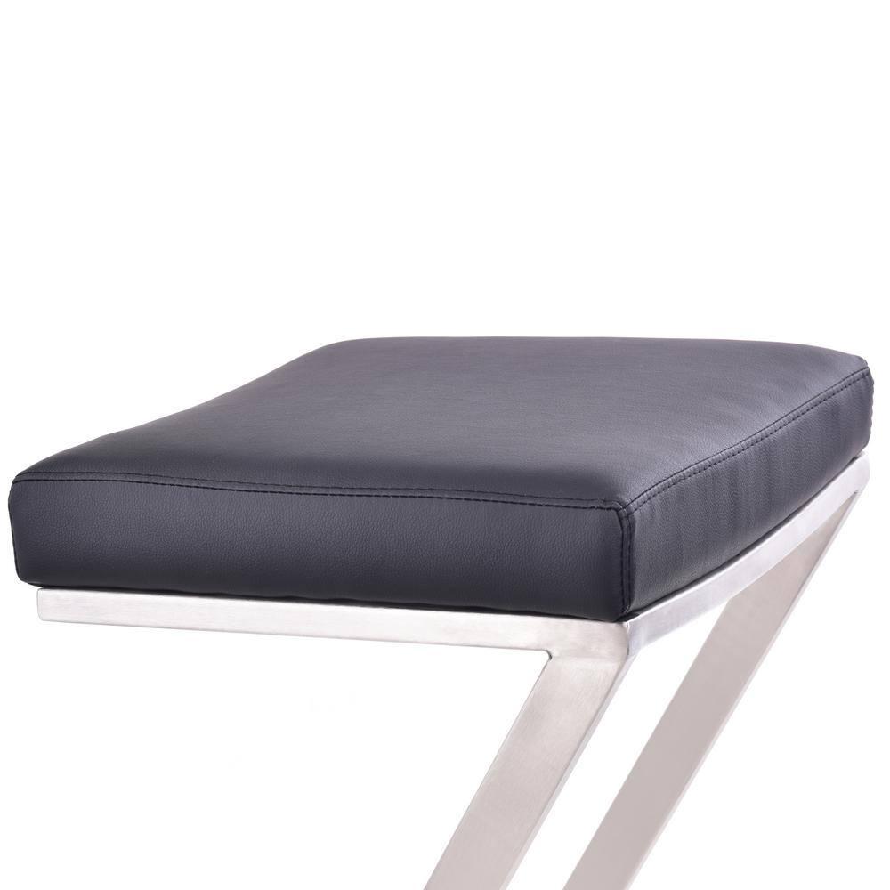 Armen Living Atlantis Backless Faux Leather and Brushed Stainless Steel Bar Stool