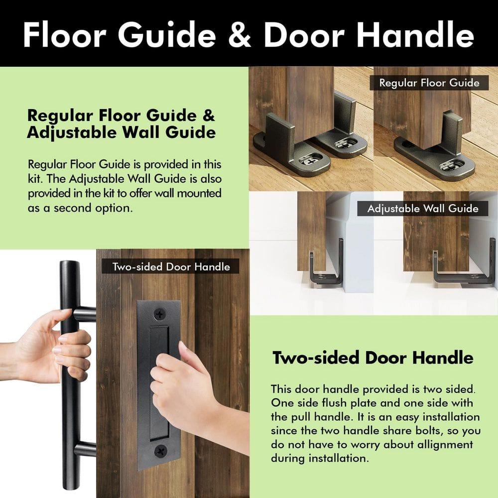 Homacer H Design Color Solid Pine Wood Unassembled Door with Black Rustic Installation Hardware Kit