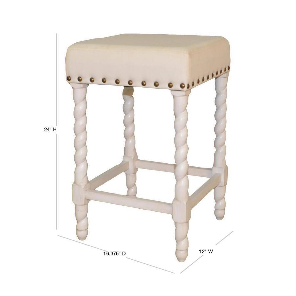 Carolina Living Remick 24" Counter Stool - Vintage White - Linen Upholstery