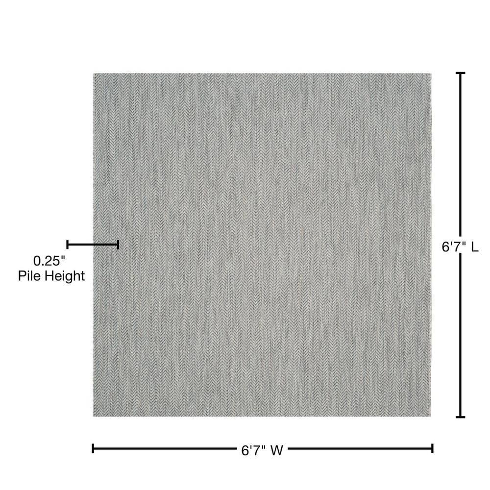 Courtyard CY8022 Power Loomed Indoor and Outdoor Area Rug - Grey/Navy - 6'7"x6'7" - Safavieh