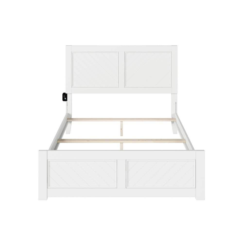 AFI Canyon White Solid Wood Foundation Bed Frame with Matching Footboard, Full