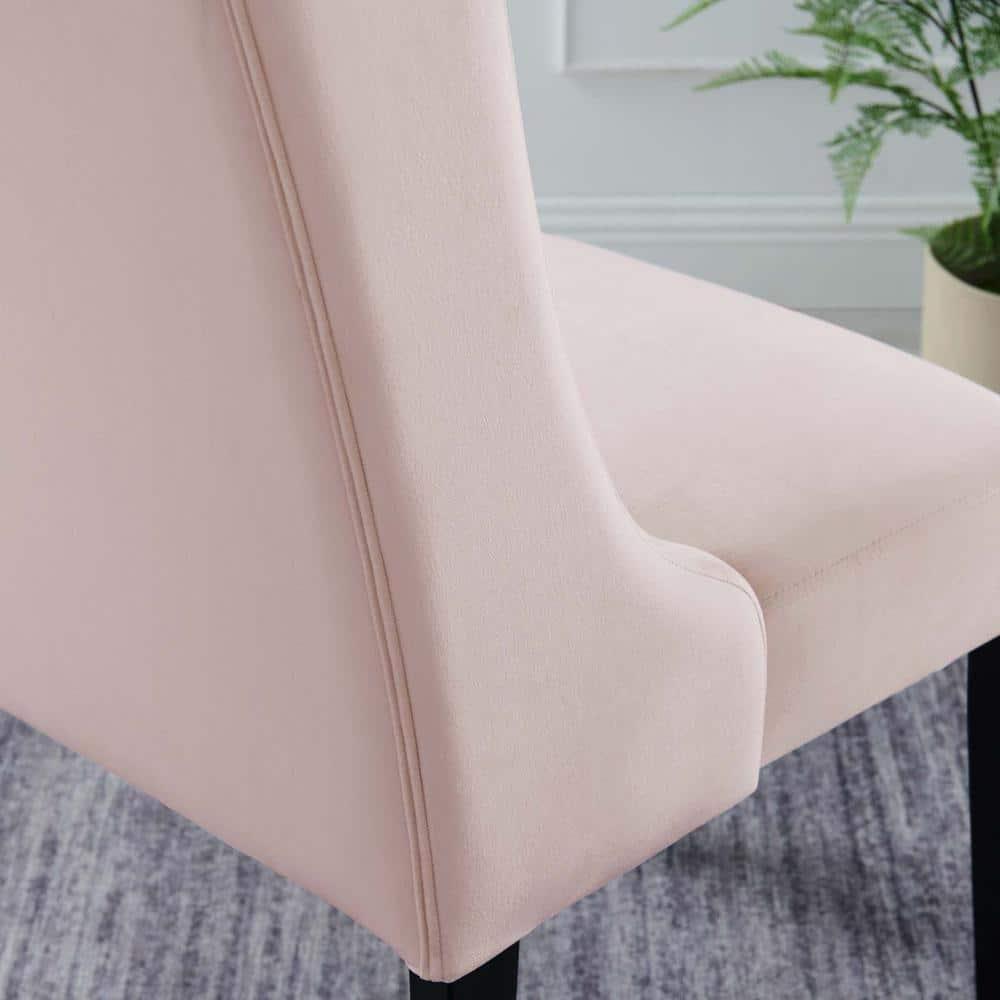 Set of 2 Baronet Performance Velvet Dining Chairs Pink - Modway: Rubberwood Frame, Upholstered, Spot Clean