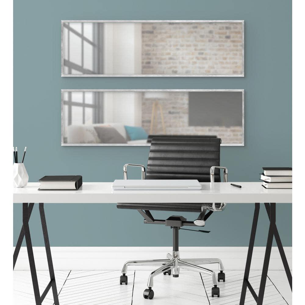 16" x 48" Travis Framed Decorative Wall Mirror Silver - Kate & Laurel All Things Decor: Modern Rectangle, MDF Frame, Wall Mount