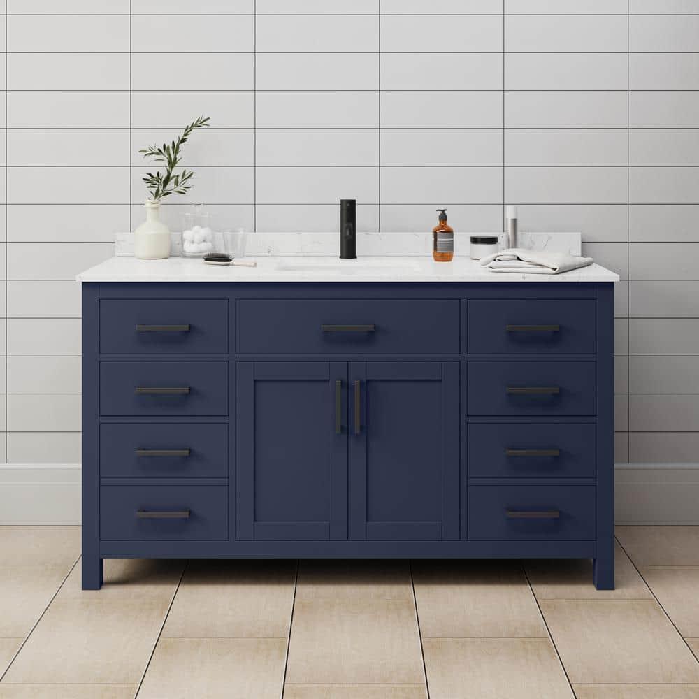 Beckett 60" Freestanding Single Bathroom Vanity with Cultured Marble Top