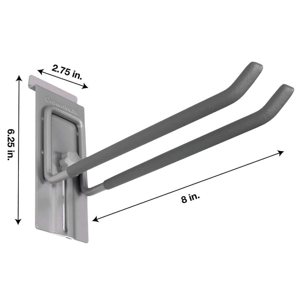 Crownwall Slat Wall Storage Organizer, Heavy Duty Steel 8 Inch Locking Double Hooks, Slatwall Accessories Panels (3 Pack)