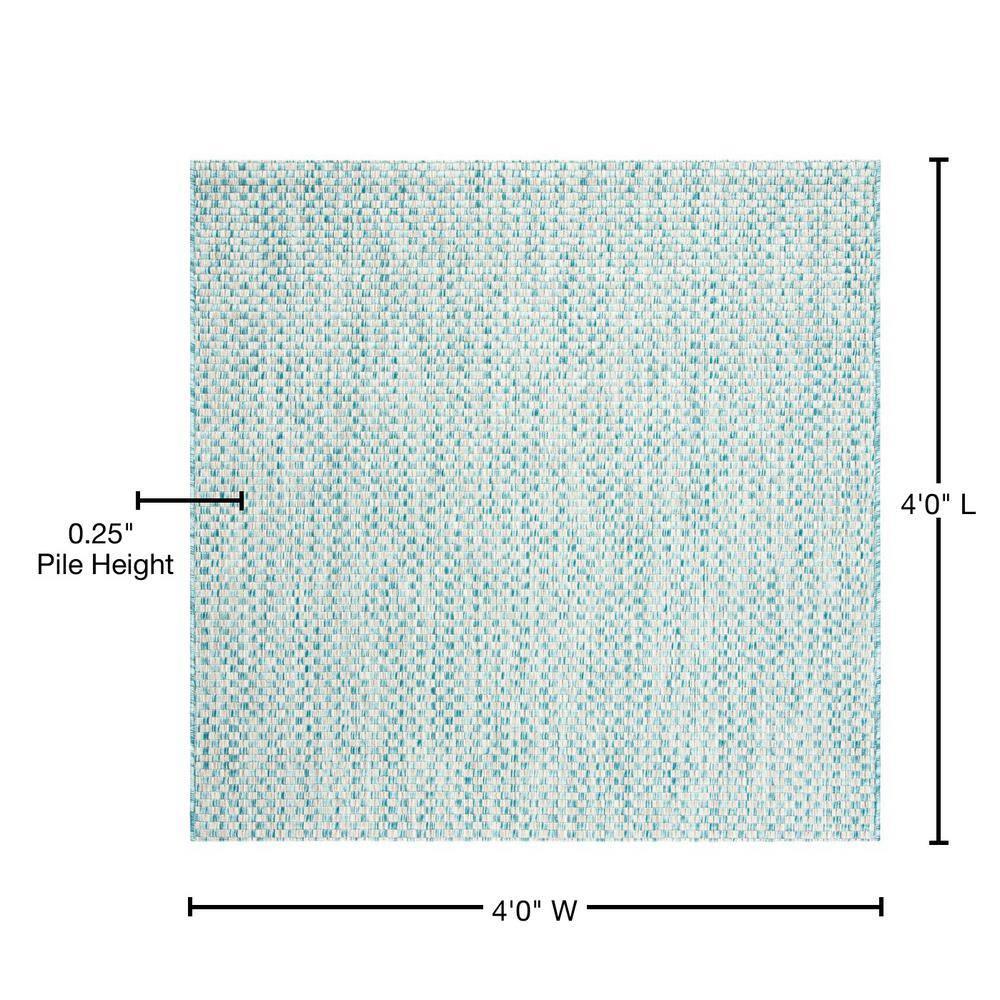 Courtyard CY8653 Power Loomed Indoor and Outdoor Area Rug - Light Blue/Light Grey - 4'x4' - Safavieh