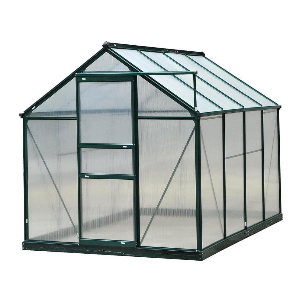 Outsunny 6.2' x 8.3' x 6.6' Polycarbonate Greenhouse, Heavy Duty Outdoor Aluminum Walk-in Green House Kit with Vent & Door for Backyard Garden, Green