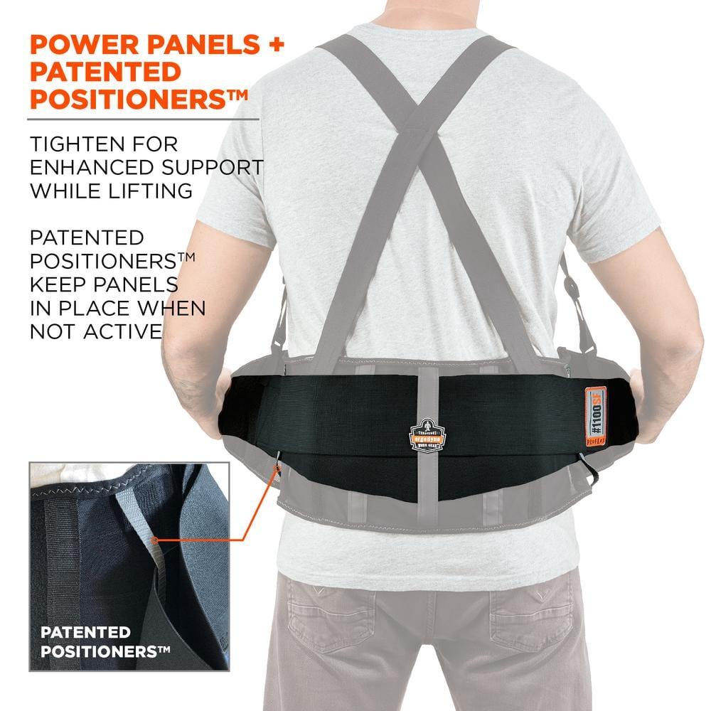 Ergodyne 11604 ProFlex 1100SF Back Support Brace, 8" Spandex Belt, Patented Stays Provide Added Support, Large,Black