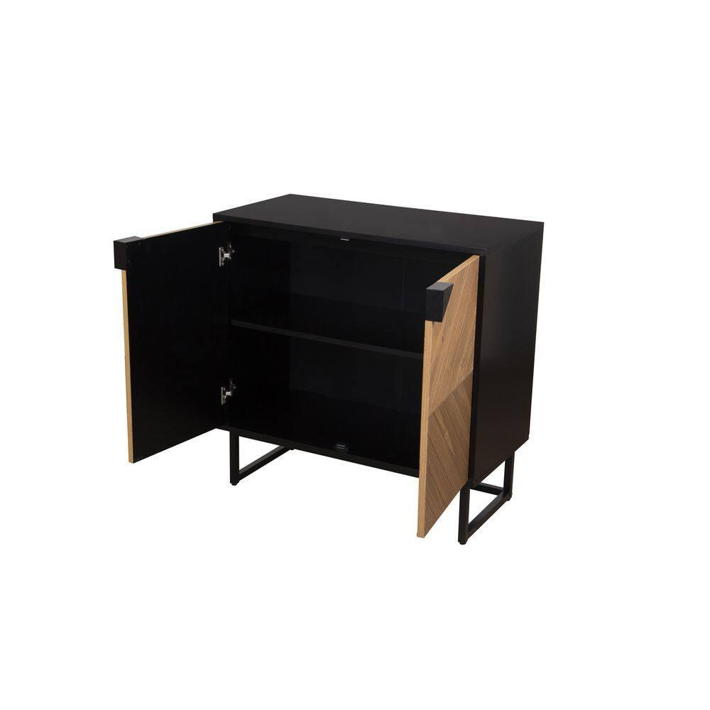 Nathan James Set of 2 Enloe Console Table with Wood Doors Black