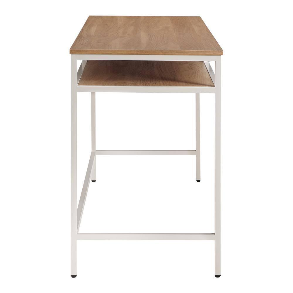 60" Writing Desk in Wood Taupe Frame and Brown Oak Top  Finish KD