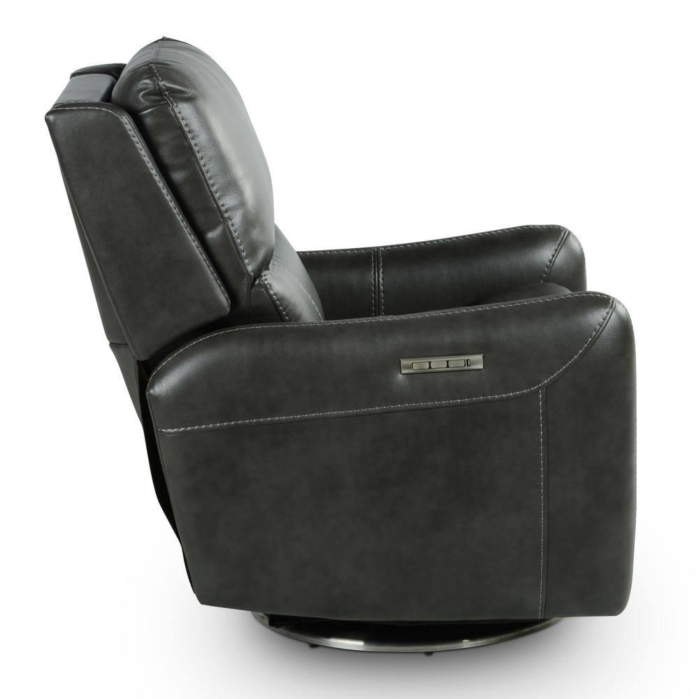 Athens Charcoal upholstered Swivel Power Recliner - Steve Silver Co.