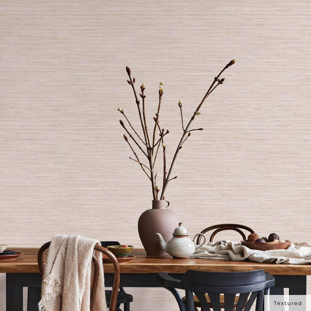 Tempaper & Co.® Faux Horizontal Grasscloth Removable Peel and Stick Wallpaper, Textured Ecru, 28 sq. ft.: Vinyl, Prepasted, Abstract Pattern