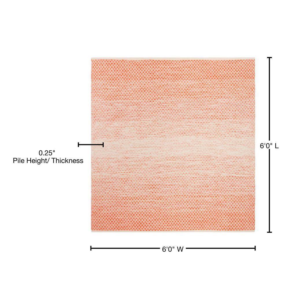 Montauk MTK601 Hand Woven Indoor Area Rug - Orange/Ivory - 6'x6' - Safavieh
