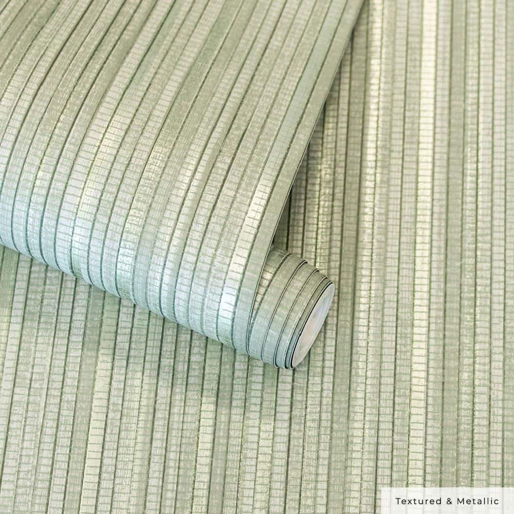 Tempaper & Co. 28 sq ft Faux Grasscloth Removable Peel and Stick Wallpaper Textured Sage : Vinyl, Self-Adhesive, Wood Grain Design