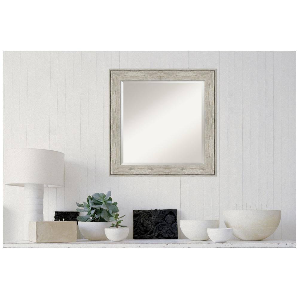 25" x 25" Crackled Framed Bathroom Vanity Wall Mirror Metallic - Amanti Art
