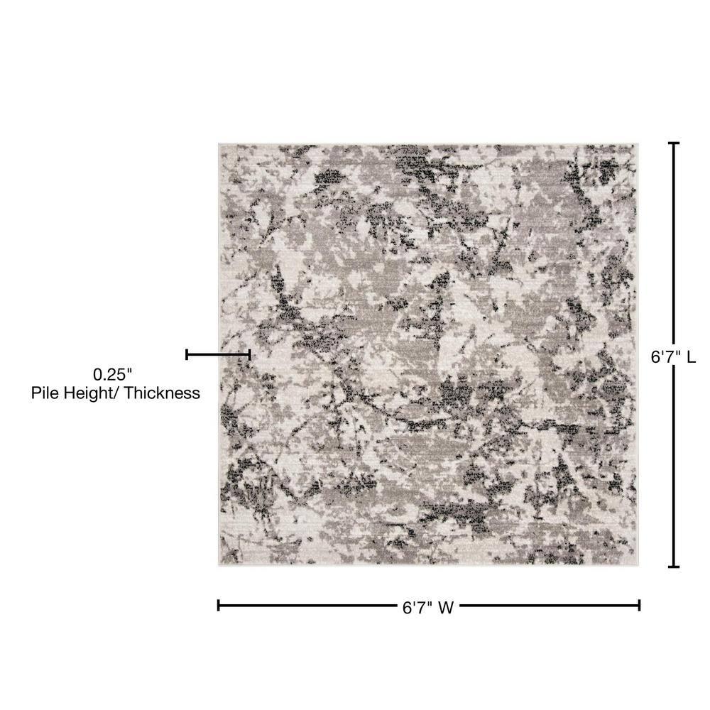 Skyler SKY186 Power Loomed Indoor Area Rug - Grey/Ivory - 6'7"x6'7" - Safavieh