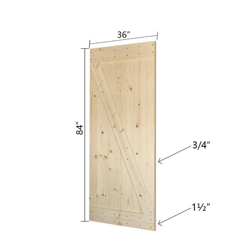IsLife 36'' x 84'' Solid Wood Paneled Painted without Installation Hardware Kit Barn Door