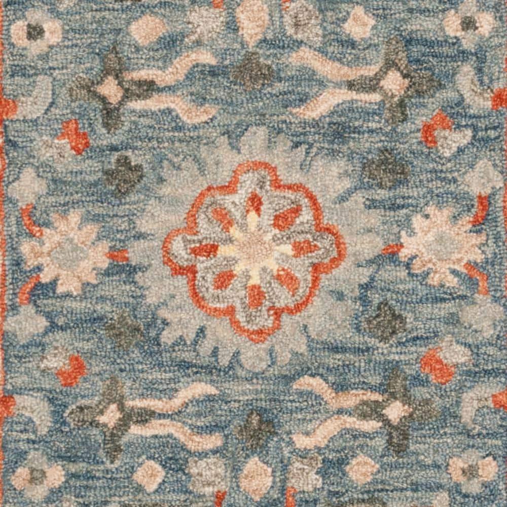 Aspen APN123 Hand Tufted Runner Rug - Blue/Rust - 2'3"x9' - Safavieh.