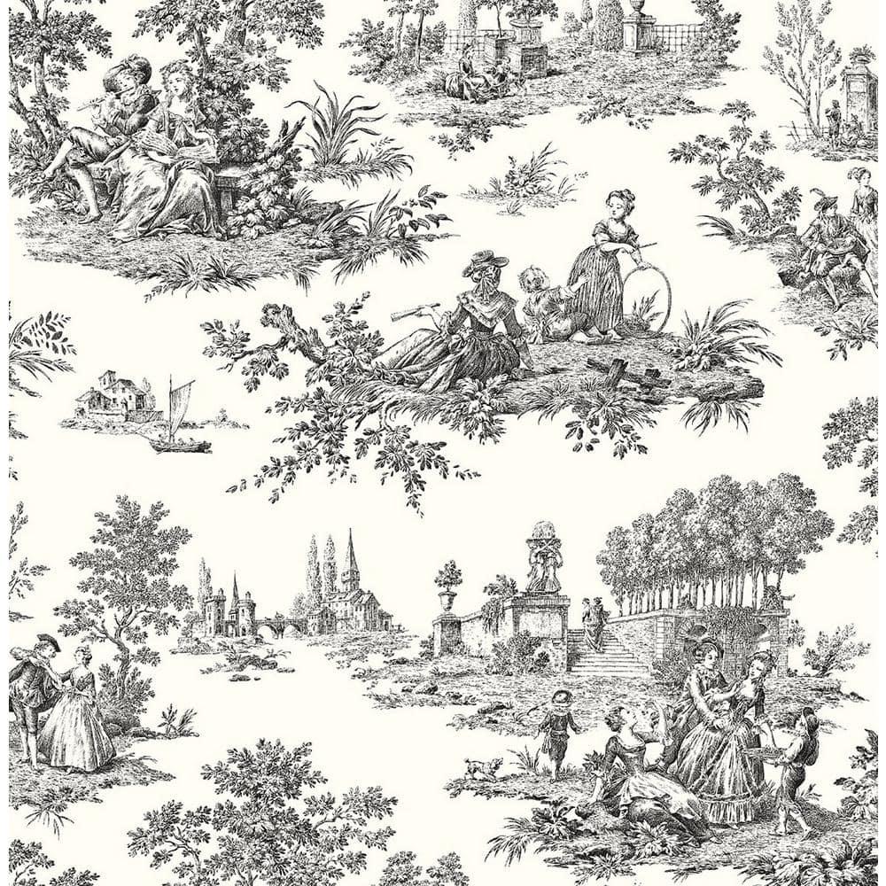 NextWall Inkwell Chateau Toile Peel and Stick Wallpaper