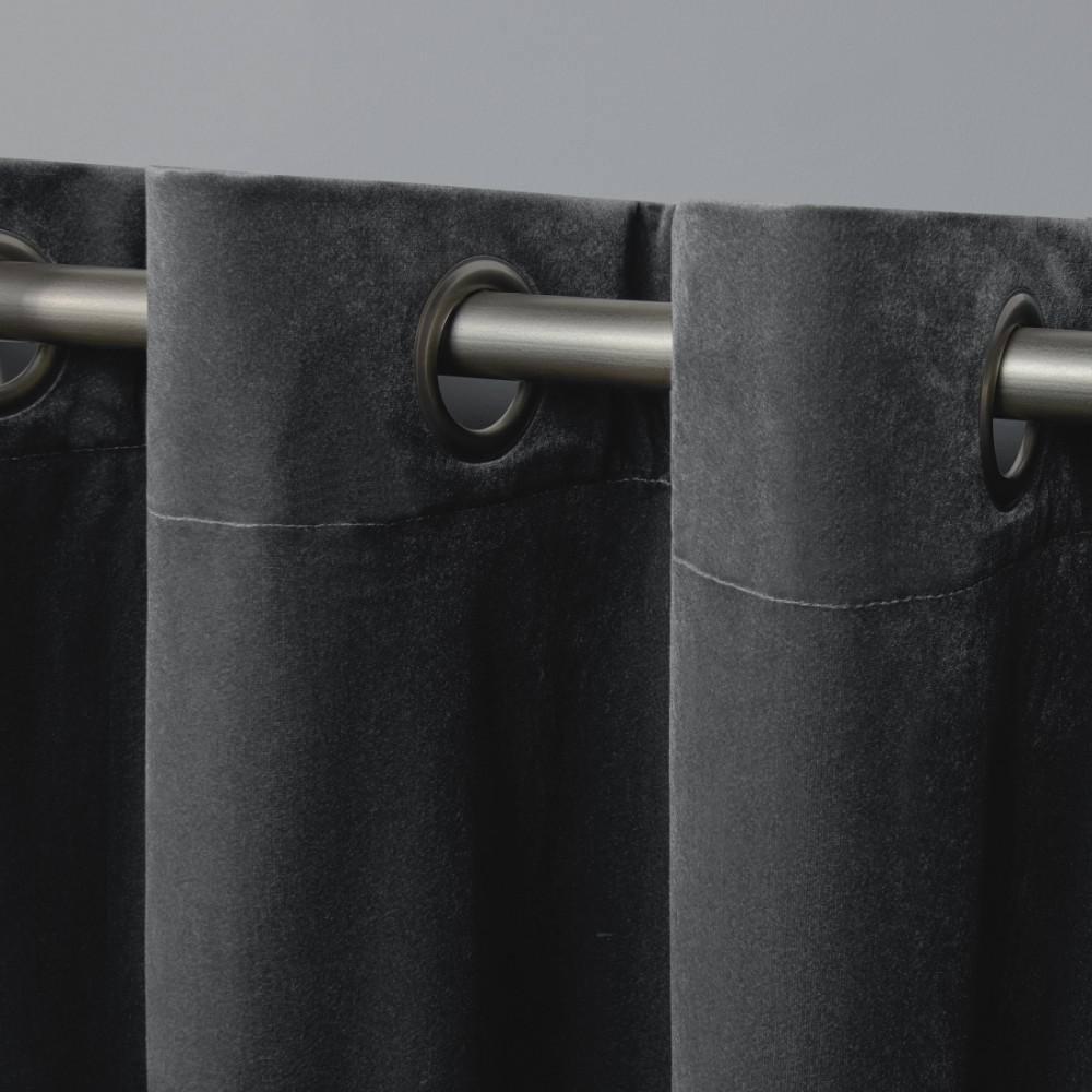 Exclusive Home Velvet Heavyweight Light Filtering Grommet Top Curtain Panel Pair, 54"x63", Soft Grey